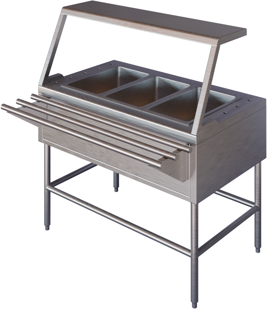 BAÑO MARIA TIPO SANITARIO CON REPISA DESLIZADORA TUBULAR Y REPISA CUBRE ESTORNUDOS DE 2GN