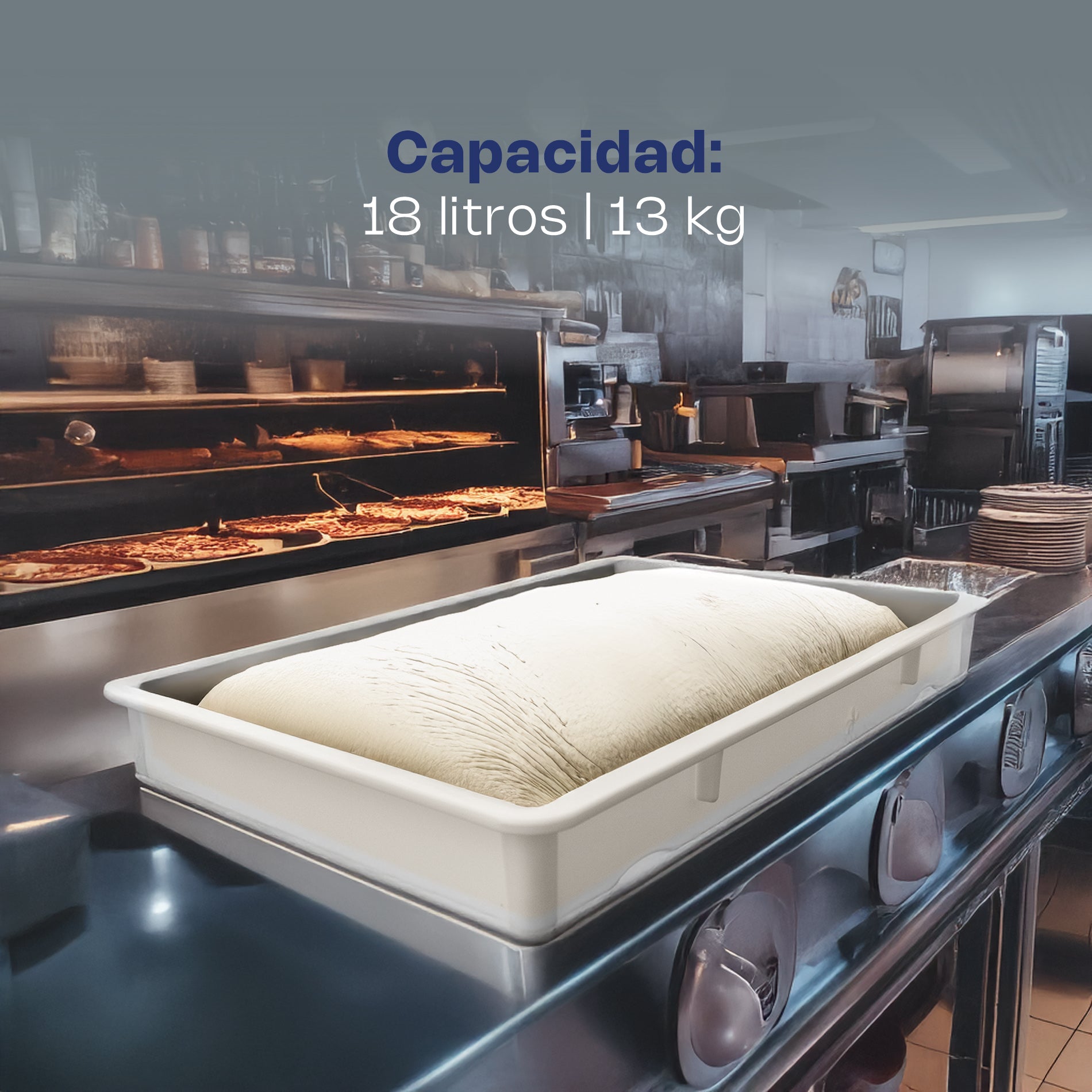 Caja de Polipropileno para Masa de Pizza de 18 Litros y Espesor de 5 mm 3pz Caledonia CAMAPI-18CH
