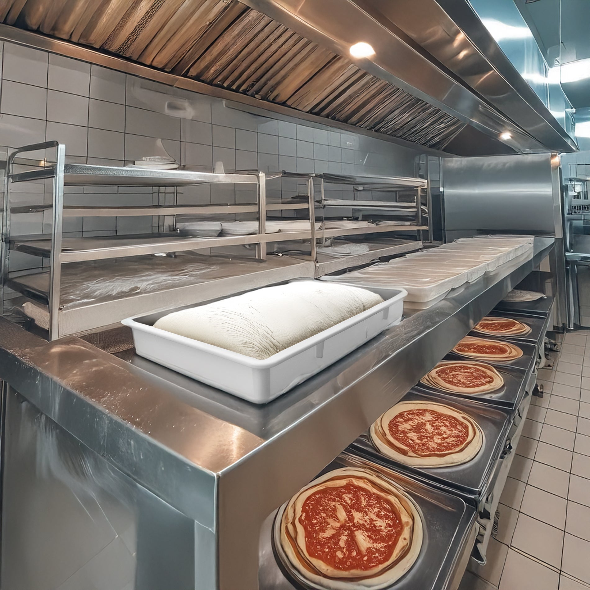 Caja de Polipropileno para Masa de Pizza de 18 Litros y Espesor de 5 mm 3pz Caledonia CAMAPI-18CH