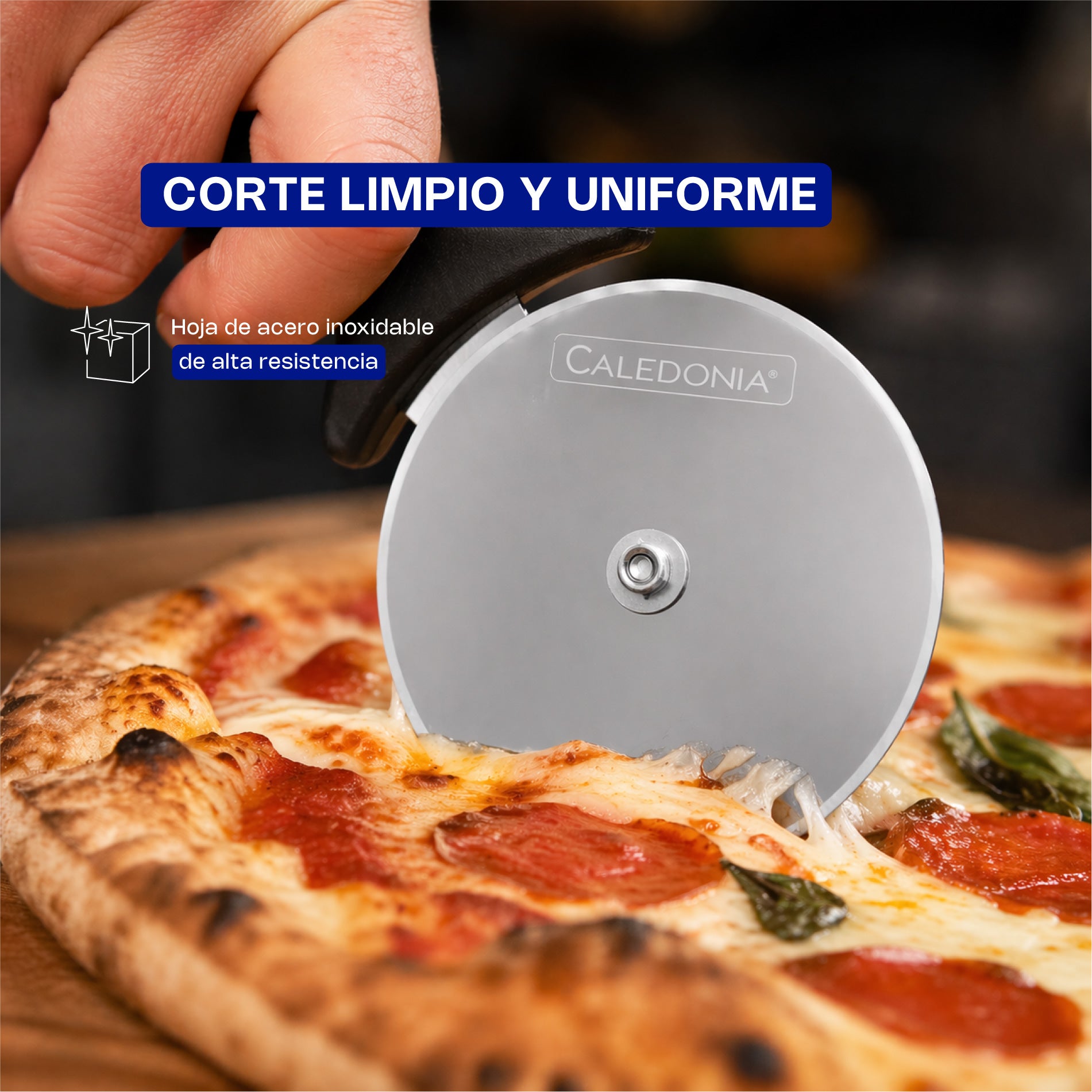 Cortador de Pizza Profesional de Acero Inoxidable con Mango de Alta Durabilidad 6pz Caledonia COPI-4