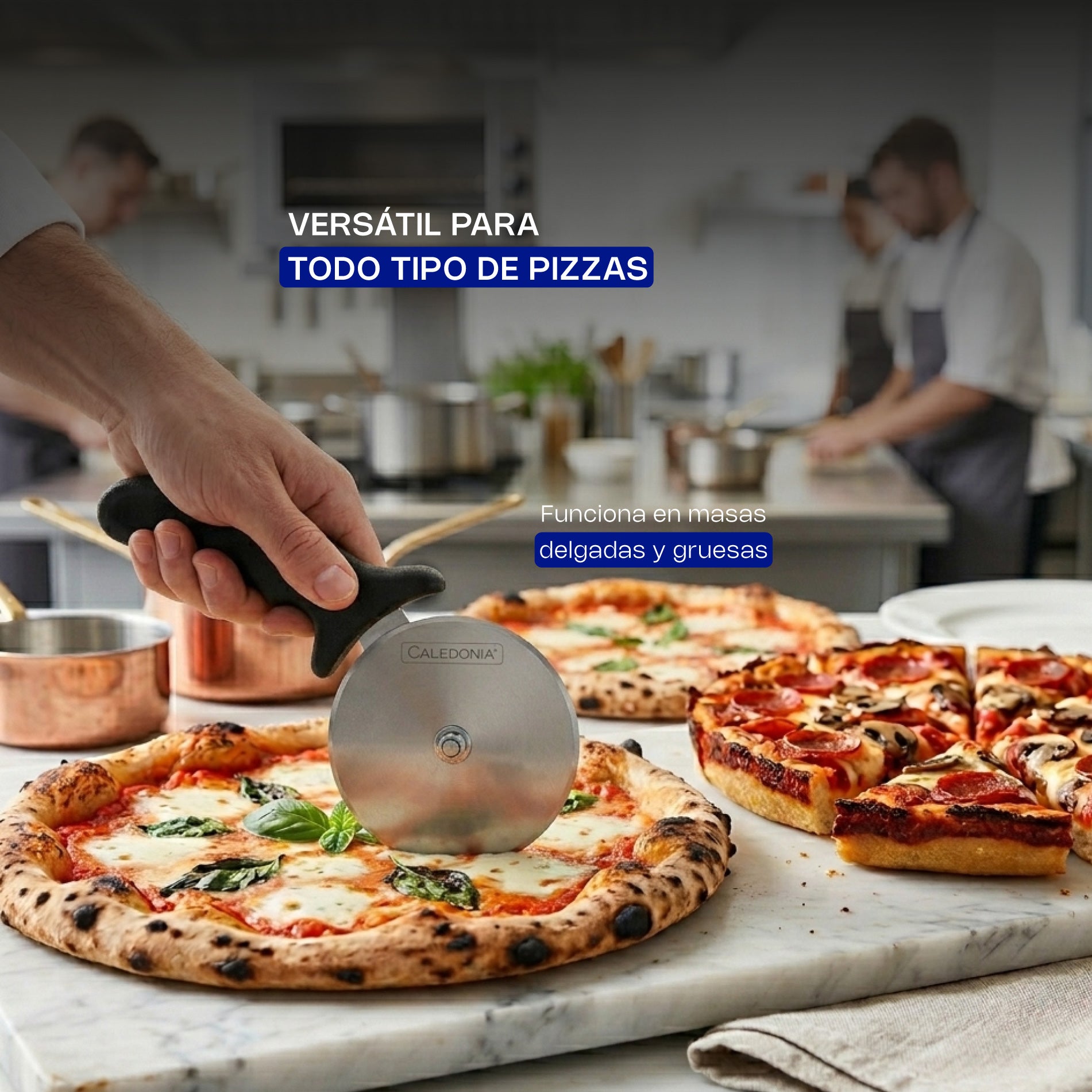 Cortador de Pizza Profesional de Acero Inoxidable con Mango de Alta Durabilidad 6pz Caledonia COPI-4