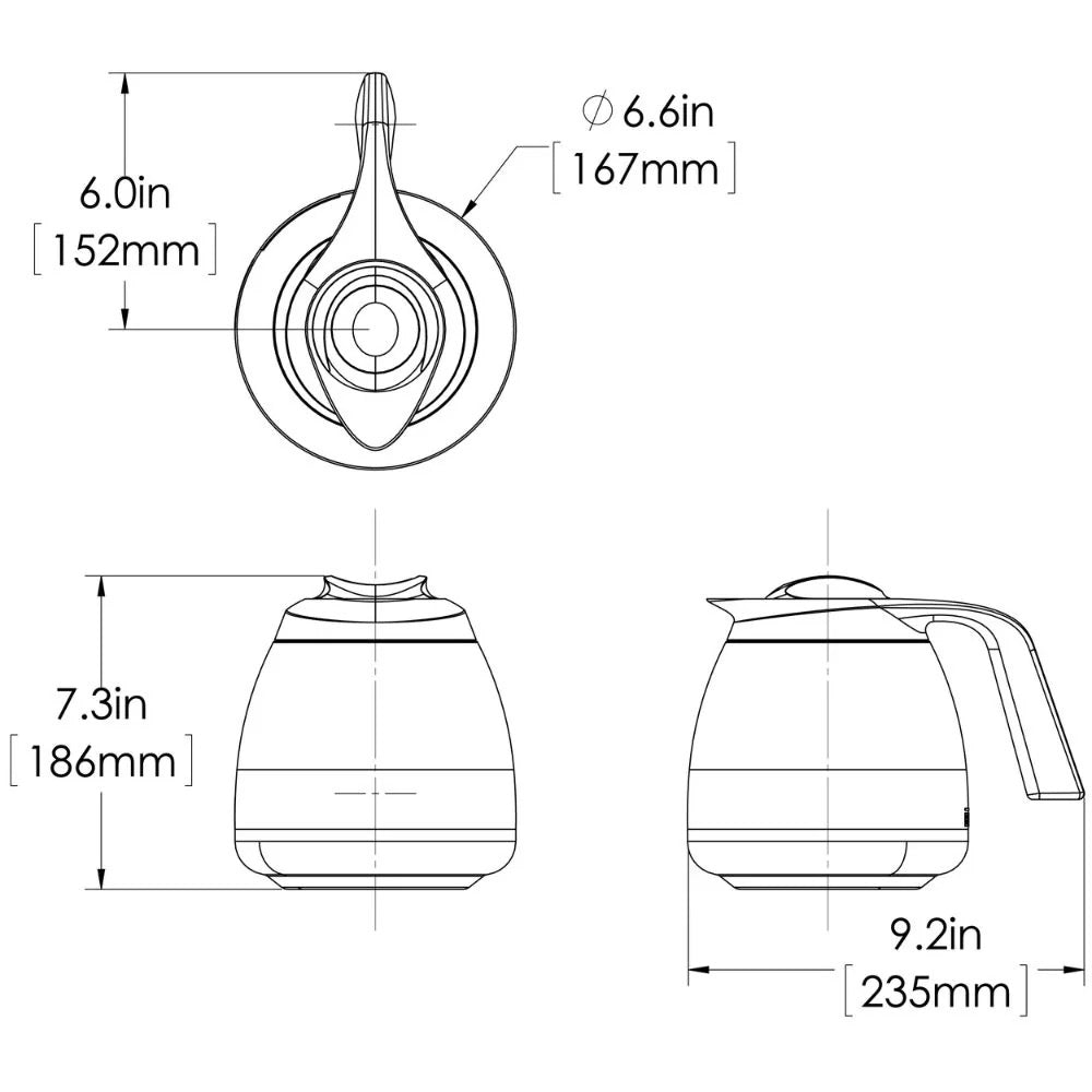 Jarra Termica Bunn 51746.0003 Carafe,Thrml Seamless 1.9L Blk & Orn Lid Jarra Cafetera 64 Oz Para Oficina