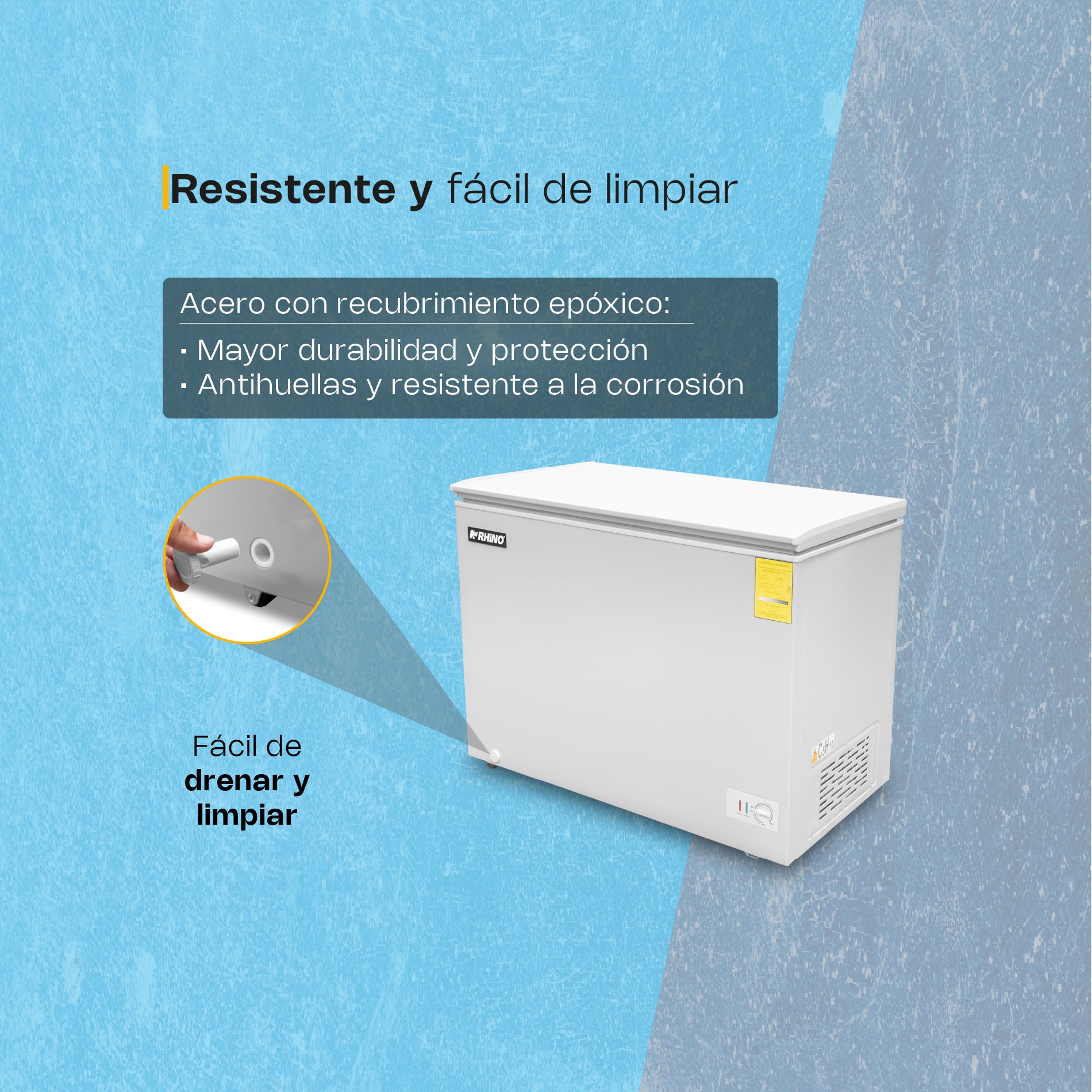 Congelador Horizontal Comercial Dual de 10 ft³ con Sistema de 4 Paredes Rhino CONGECO-10