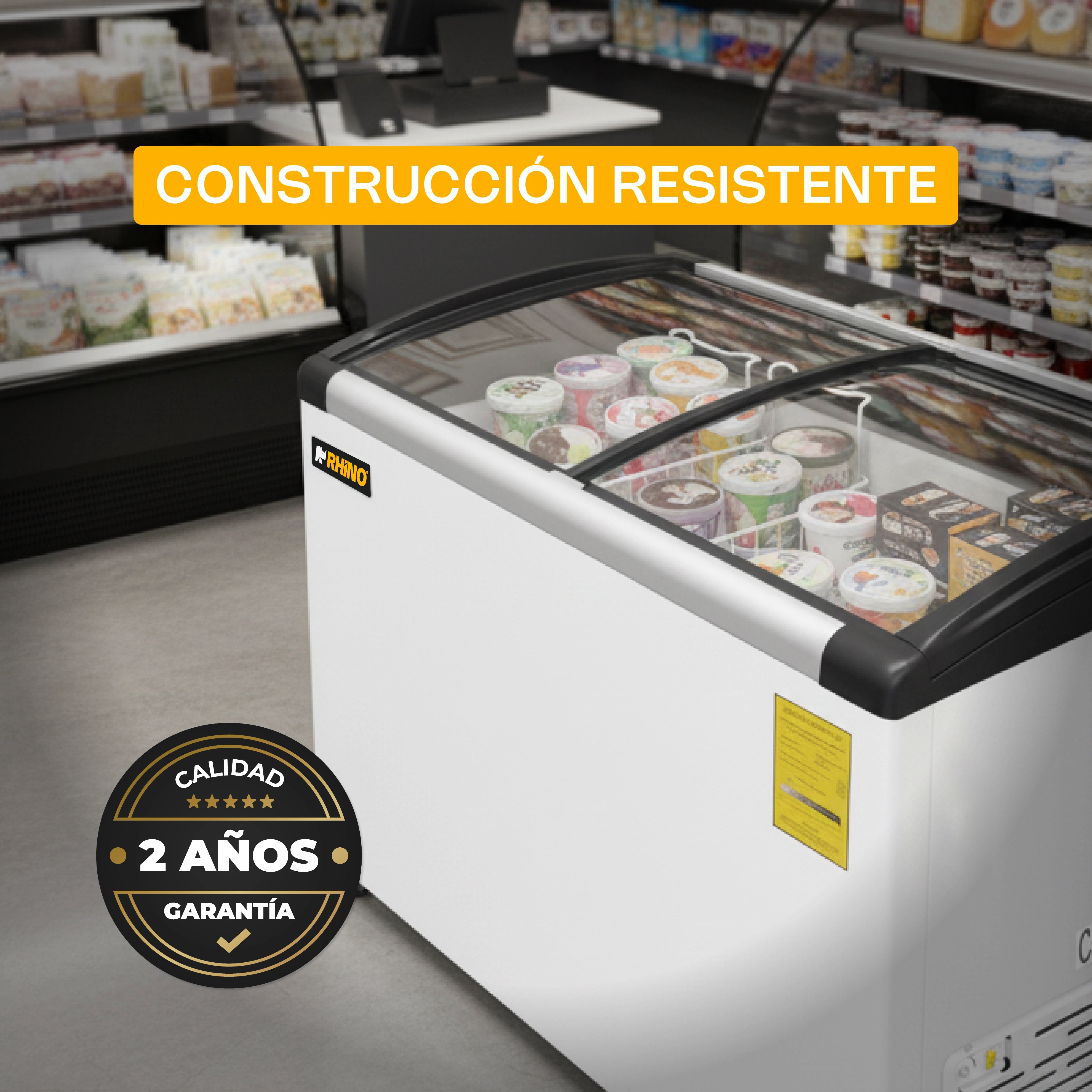 Congelador Tapa de Cristal Curva 7 Pies RHINO CONGECRI-7C