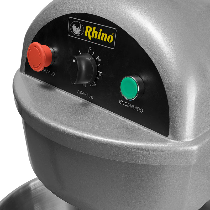 Maquinaria Comercial Amasadora Acero Inoxidable 20 Lt Rotación Espiral Rhino Amasa-20