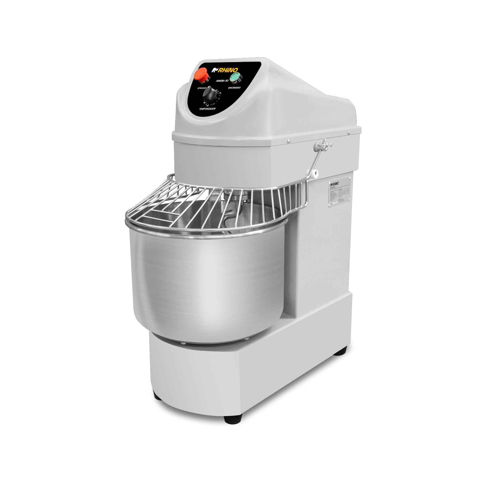 Amasadora de Espiral 30L / 13kg Harina Doble Acción 1,500W Monofásica Rhino AMASA-30