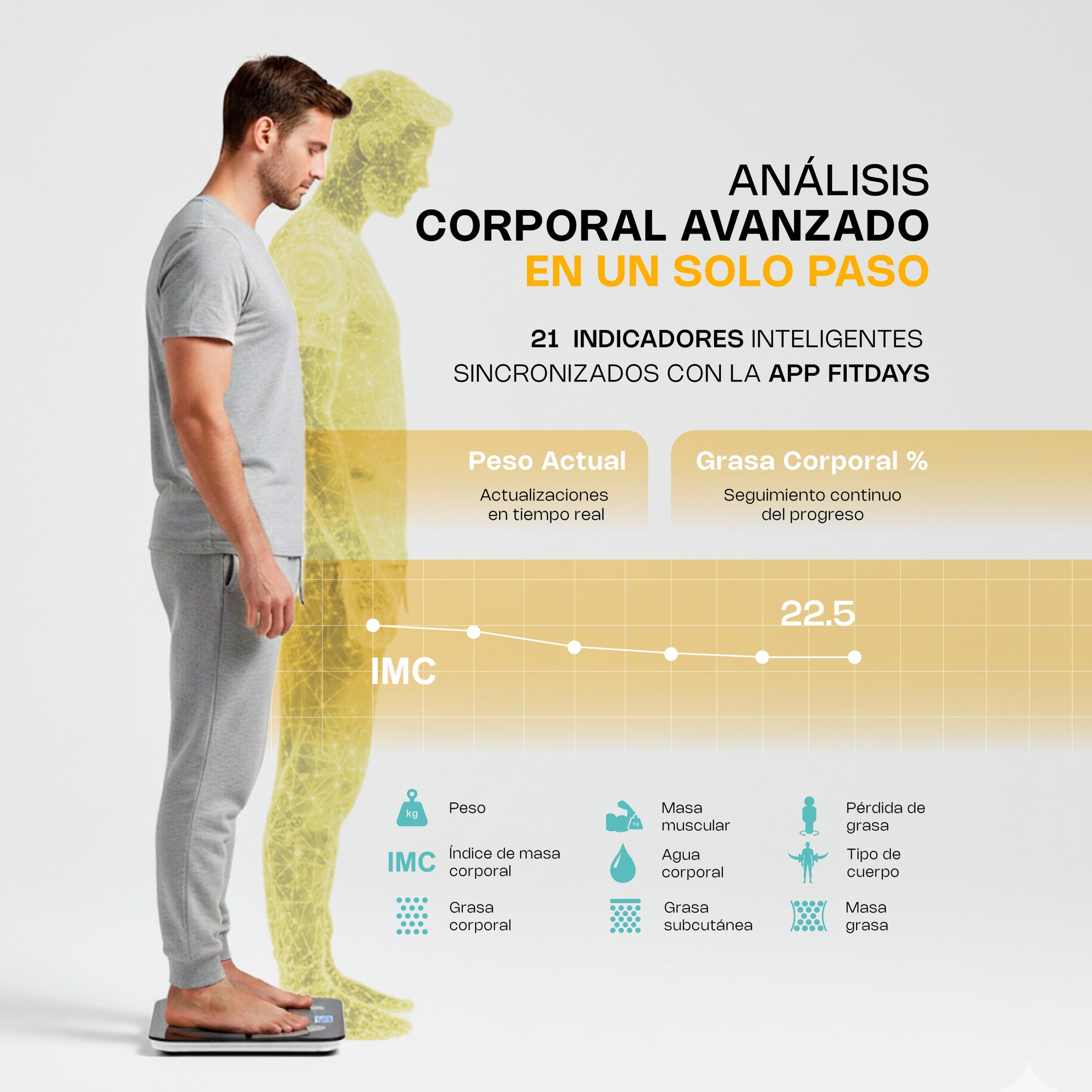Báscula Inteligente para Peso Corporal de 180 kg con Bluetooth y Pantalla LED 8pz Rhino BABAIN-180NG
