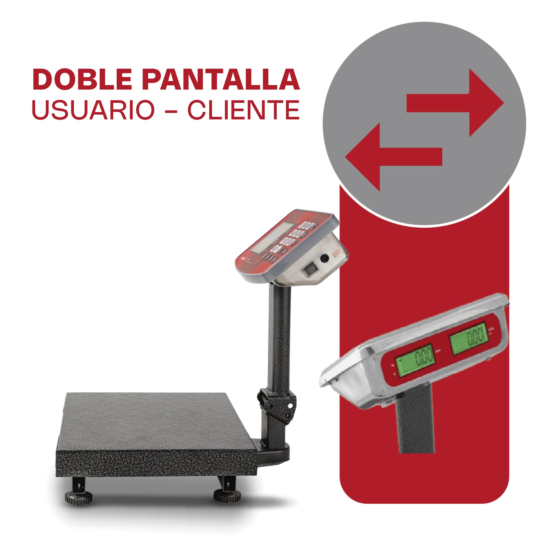 Báscula de Plataforma Plegable Comercial de 100 kg con Doble Pantalla 4pz Vinson BAPLE 60