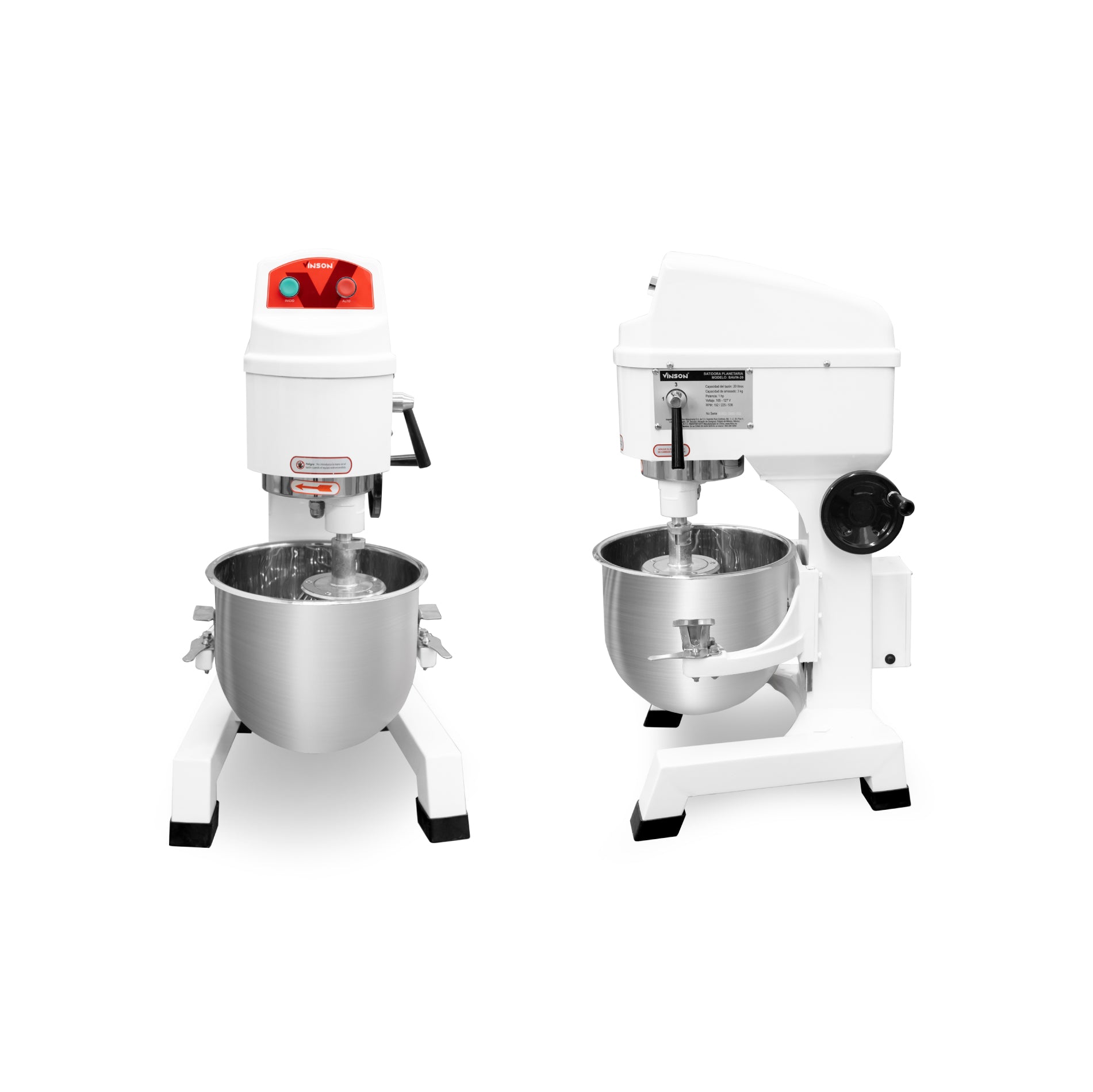Batidora Planetaria Profesional de 20 Litros con 3 Velocidades y Accesorios Vinson BAVIN-20