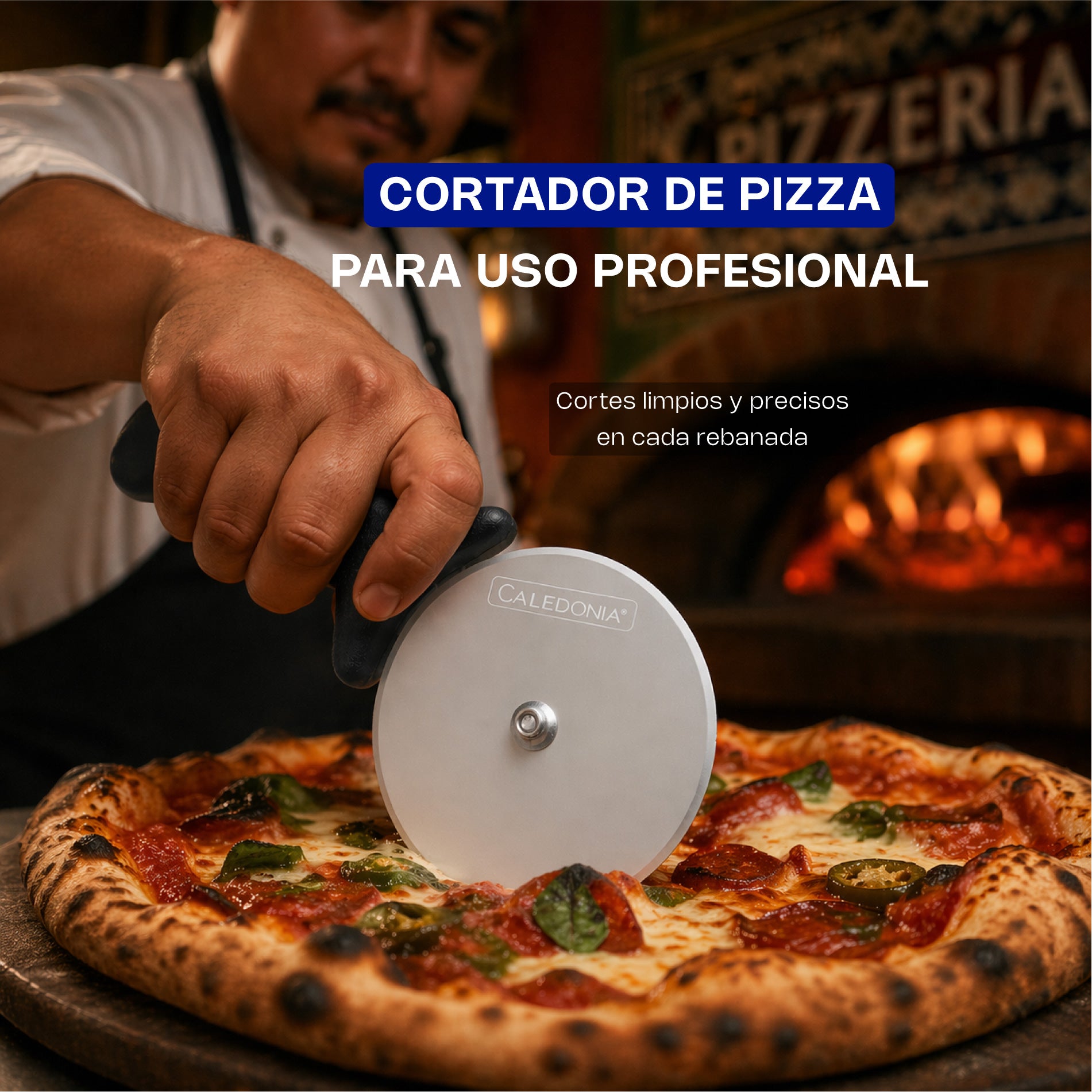 Cortador de Pizza Profesional de Acero Inoxidable con Mango de Alta Durabilidad 6pz Caledonia COPI-4
