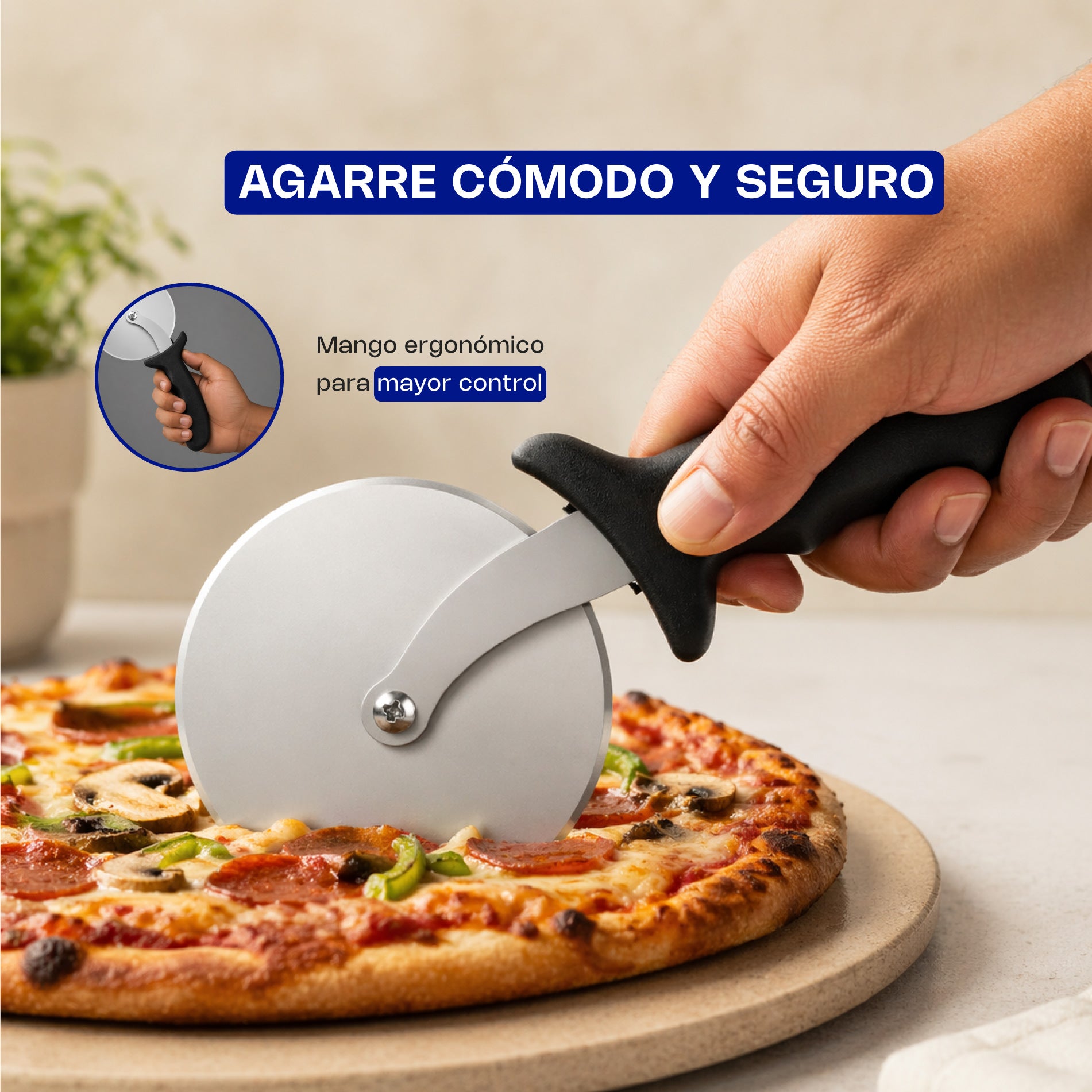 Cortador de Pizza Profesional de Acero Inoxidable con Mango de Alta Durabilidad 6pz Caledonia COPI-4
