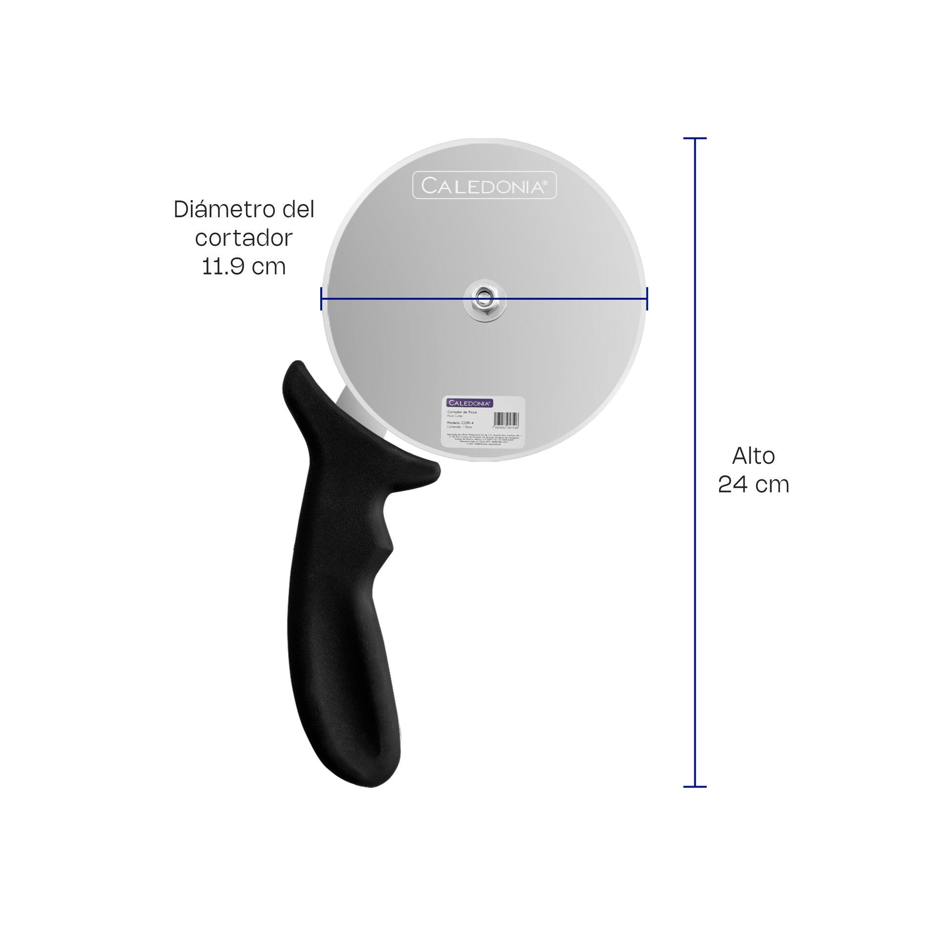 Cortador de Pizza Profesional de Acero Inoxidable con Mango de Alta Durabilidad 6pz Caledonia COPI-4