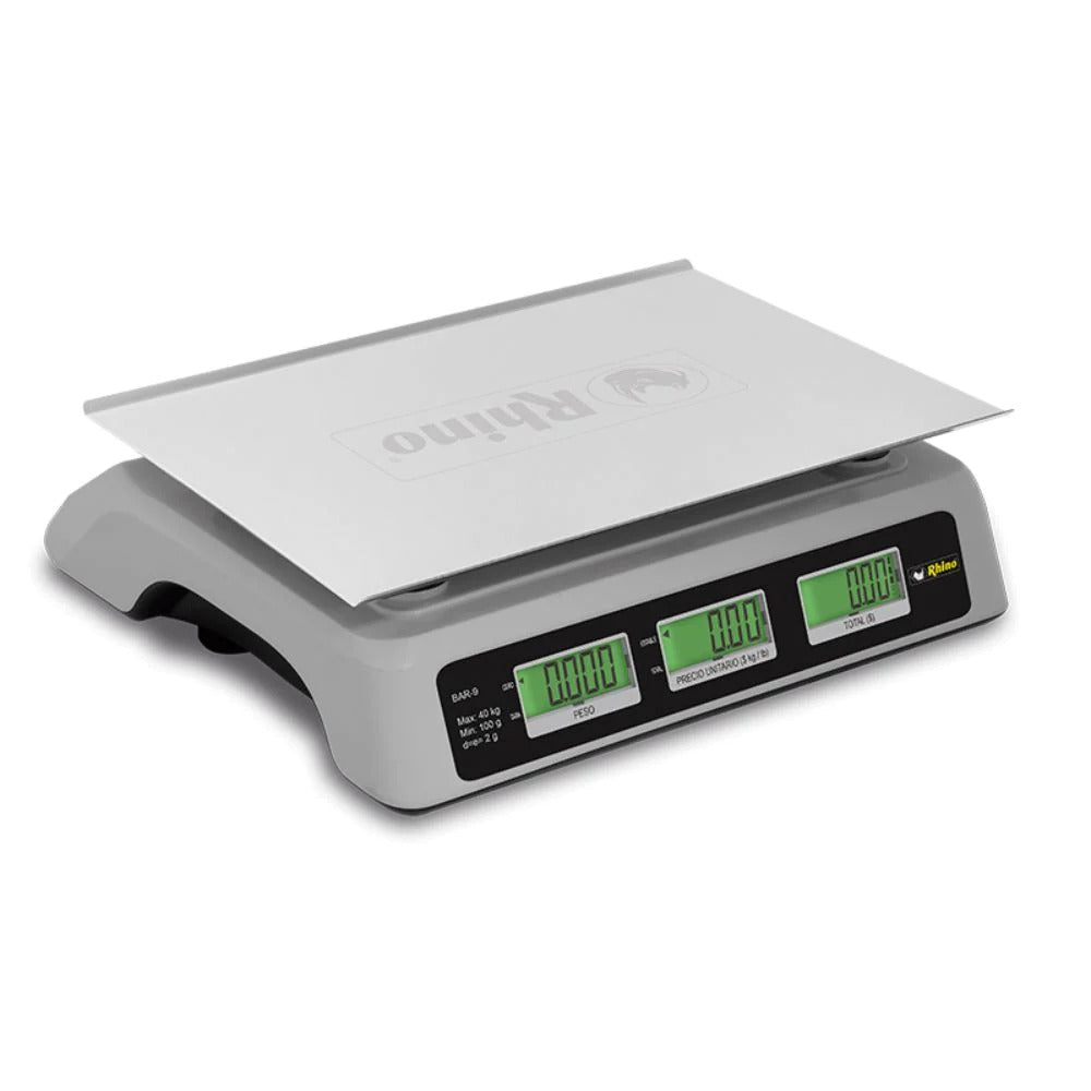 Báscula De Mostrador Rhino Bar-9 Digital Recagable Alimentos Abarrotes 40 Kg